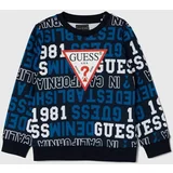 Guess Otroški bombažen pulover mornarsko modra barva, N4YQ02 KA6R3