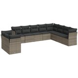  The Living Store Vrtna sedežna garnitura 10-delna z blazinami siv poli ratan - Vrtna Sedežna Garniture, (21459930) | Shoptok.si