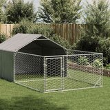 vidaXL Zunanji pasji boks z izpustom 7x2x1,5 m pocinkano jeklo | Shoptok.si