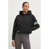 Adidas Pulover ženska, črna barva, s kapuco, IU2497