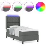 vidaXL Krevet sa opružnom bazom i madracem & LED Tamno siva 90x200 cm Tkanina | shoptok.hr