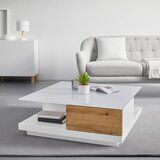 Bessagi Home klubska mizica nevio, s steklom, bela, hrast | Shoptok.si