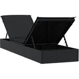 LEŽAJ za sunčanje 1 kom s jastukom crni 201x55x62 cm poliratan | shoptok.hr