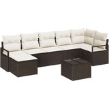  Set za vrtne sofe od 7 dijelova s jastučićima sivo poli ratan dvosedna vrtna sofa s prostorom za pohranu i jastučićima smeđa | shoptok.hr
