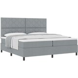 vidaXL Postelja s škrinjo z vzmetnico Svetlo siva 200x200 cm Tkanina, (22083938) | Shoptok.si