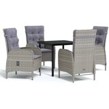  5-dijelni vrtni blagovaonski set s jastucima sivo-crni | shoptok.hr