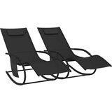  Gugalni ležalnik 2 kosa črn jeklo in tekstil, (20662542) | Shoptok.si