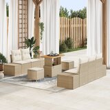 vidaXL 8-delni vrtni sofa set z blazinami Bež poli ratan acacia | Shoptok.si