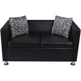  Kavč dvosed umetno usnje črne barve, (20597703) | Shoptok.si