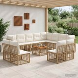  Set vanjskih sofa 13 kom. Prirodna i krema bijela Poliester | shoptok.hr