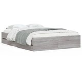 vidaXL Okvir za krevet s ladicama boja sivog hrasta 135x190 cm Cijene