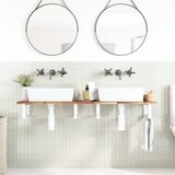  Zidna polica za umivaonik od čelika i masivnog bagremovog drva Smeđa 120 x 40 x 2 cm | Shoptok.si