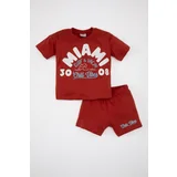 Defacto Baby Boy Printed Short Sleeve T-shirt Shorts 2-Piece Set