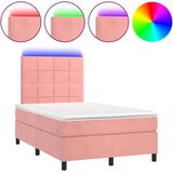 vidaXL Krevet box spring s madracem LED ružičasti 120x190cm baršunasti | shoptok.hr