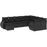  10-dijelni set vrtnih sofa s jastucima crni od poliratana | shoptok.hr