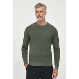 Calvin Klein Jeans Bombažen pulover zelena barva