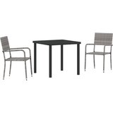 vidaXL 3-delni vrtni jedilni set siva poli ratan | Shoptok.si
