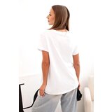 Kesi Włoski Women's cotton blouse with V-neckline and short sleeves white | shoptok.hr