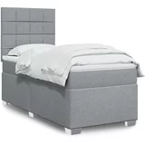vidaXL Box spring postelja z vzmetnico svetlo siva 80x200 cm blago