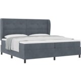 vidaXL Krevet s podstavom i madracem Tamno sivi 200x200 cm Baršun | shoptok.hr