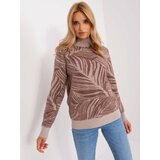 Fashion Hunters Brown lady's turtleneck with patterns Cene