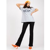 Fashion Hunters Gray and navy blue women's t-shirt with patches Cene