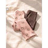 Sinsay Pamučne rebraste flare tajice s motivima medvjedića i srca 2 pack Slike