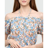Resti Long orange summer dress for women with blue flowers - Clothing | Shoptok.si