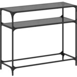 Maison Chic konzolna miza - miza ob steni s črno stekleno površino 98x35x81 cm jeklo, (21785850) Cene