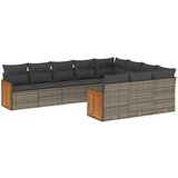  The Living Store Vrtna sedežna garnitura 10-delna z blazinami siv poli ratan - Vrtna Sedežna Garniture, (21443356) | Shoptok.si