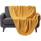 HOMESCAPES Bombažna odeja Mustard Diamond Cable Knit, 150x200 cm, (20749786) Cene