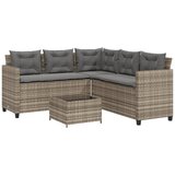 Maison Chic Vrtni kavč - Zunanji kavč z mizo in blazinami v obliki črke L siv poli ratan, (22043672) | Shoptok.si