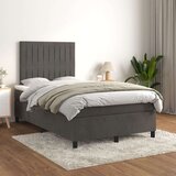 Box spring postelja z vzmetnico temno siva 120x200 cm žamet, (20726855) Cene