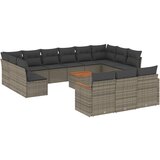  The Living Store Vrtna sedežna garnitura 14-delna z blazinami siv poli ratan - Vrtna Sedežna Garniture, (21459326) | Shoptok.si