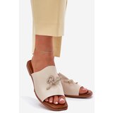 EVENTO Women's sandals on a flat heel with decorative tying beige Norela | Shoptok.si