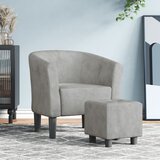 vidaXL fotelj s stolčkom svetlo siv žamet | Shoptok.si