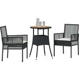 vidaXL 3-dijelni vrtni set za objedovanje Crni Poliratan | shoptok.hr