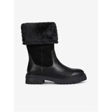 Geox Black Women's Leather Boots with Artificial Fur Iridea - Women Cene
