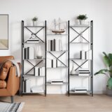 vidaXL Knjižna polica Siva sonoma 156 x 25 x 167.5 cm Konstruiran les | Shoptok.si