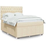 vidaXL Box spring postelja z vzmetnico krem 140x200 cm blago | Shoptok.si