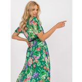 Fashion Hunters Green pleated midi dress with floral prints Cene