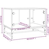 vidaXL Klubska mizica s steklenimi vrati dimljeni hrast 68,5x50x50 cm | Shoptok.si