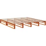  Knjižna postelja brez vzmetnice vošč. rjava 200x200 cm borovina, (21791568) | Shoptok.si
