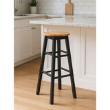 Premier Housewares Črn/v naravni barvi barsko stol iz masivnega kavčukovca (višina sedeža 74 cm) Chester – | Shoptok.si