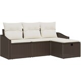  4-delni set vrtnog kavča z blazinami Rjava Poli ratan, (22092743) | Shoptok.si