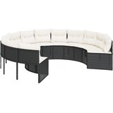  Vrtna sofa s jastucima okrugla crna od poliratana | shoptok.hr