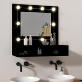 vidaXL Omarica z ogledalom in LED lučkami črna 60x31,5x62 cm | Shoptok.si