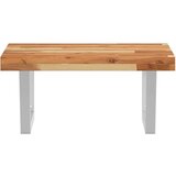  Zidna polica za umivaonik od čelika i masivnog bagremovog drva Smeđa 50 x 50 x 4 cm | Shoptok.si