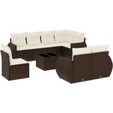  9-dijelni set vrtnih sofa s jastucima poliratan smeđi | shoptok.hr