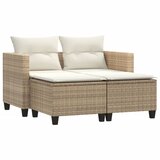 Maison Chic Vrtni kavč - Zunanji kavč dvosed s stolčki bež poli ratan, (22041992) | Shoptok.si